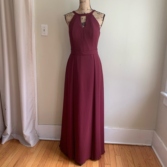 Azazie maron dress maxi size A12 sleeveless - Picture 1 of 12